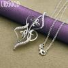 925 Sterling Silver Leaf Zircon Pendant Necklace Wedding Charm Jewelry