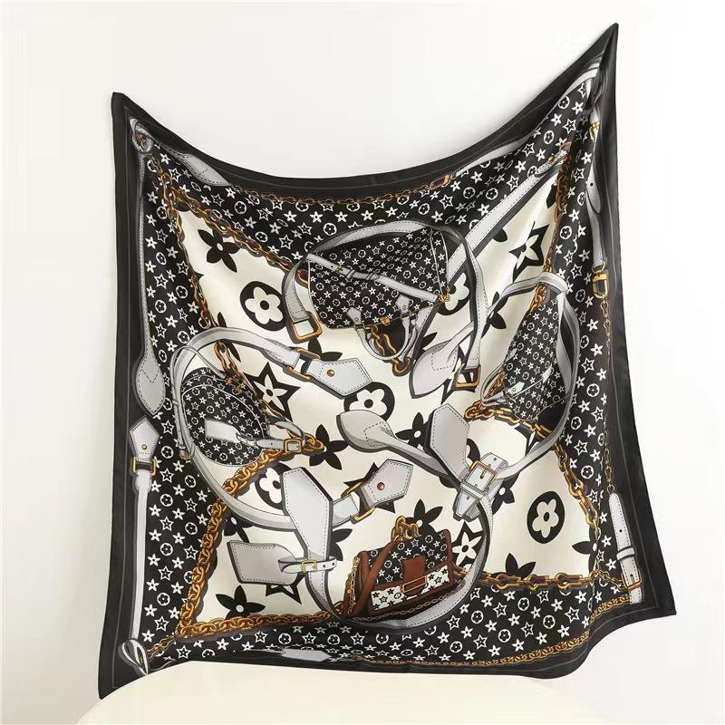 Весна/лето Новый женский шелковый шарф 90 * 90 см Имитация шелкового твила квадратный шарф Модный принт большой квадратный шарф профессиональный шарф