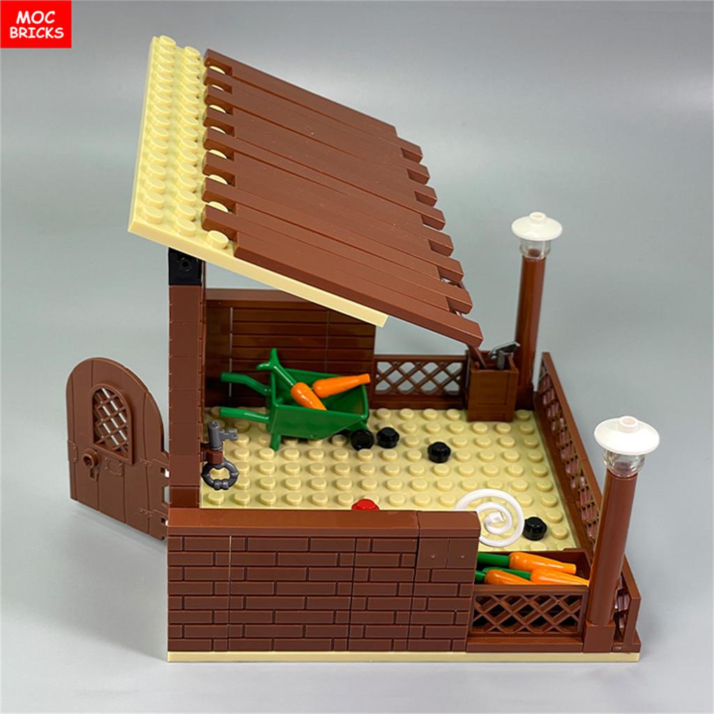 MOC Кирпичи Милая Овца Коза Сарай Овчарня Животное DIY Ферма Пастбище Вид Строительные Блоки Аксессуары Детские Игрушки Подарки