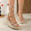 Fashion Women Sandals 2025 Thick Heels Wedge Sandals Fashion Band Platform Ankle Lace-Up Wedding Party Shoes Women Sandalias De Mujer