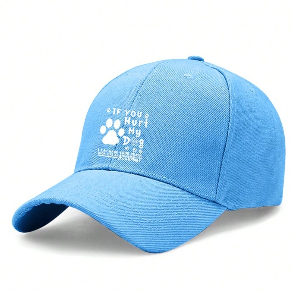 [Dog Lover Baseball Cap] If You Hurt My Dog Print Adjustable Unisex Polyester Breathable Lightweight Curved Brim Casual Daily Wear Hat - Dad Hat