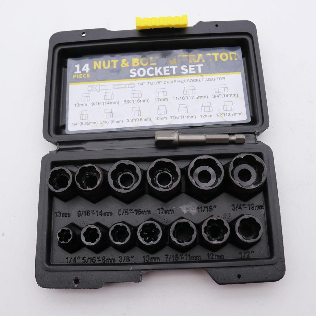 Набор из 14 экстракторов гаек и винтов для поврежденных и некомплектных крепежей