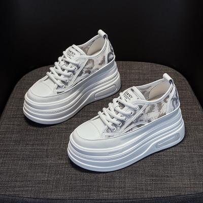 Поп-туфли повседневные туфли с круглым носком толстая подошва увеличивающая рост маленькие белые туфли