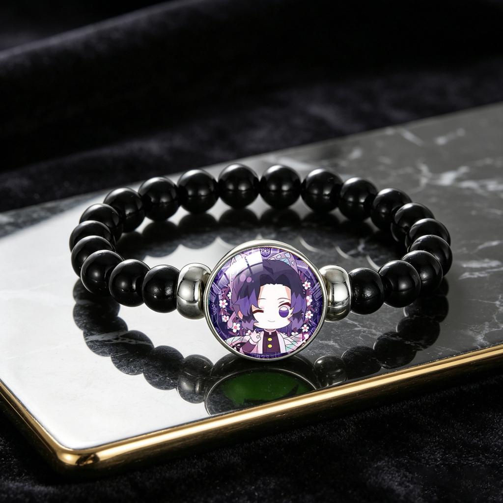 Demon Slayer Anime Bead Bracelet, Time Gem Fan Memorial Wristband Jewelry
