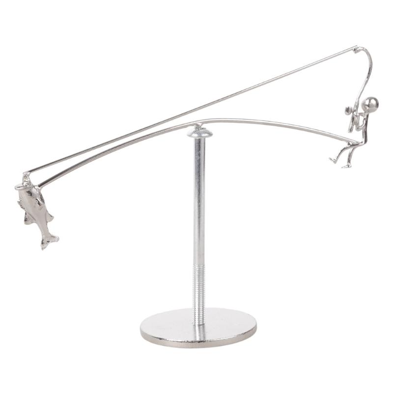 Kinetics Fishing Sculpture Balance Art for Your Space,Fisherman Kinetics Balancing Desk Toy Fishing Physics Sculpture