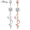 Alisouy 1pc Surgical Steel Crystal Zircon Flower Heart Leaf Bow-knot Dangle Button Navel Piercing Ring Belly Ring Body Jewelry