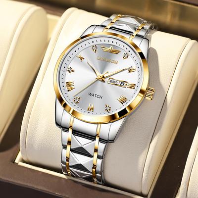 Новые роскошные мужские часы TOP Brand с коробкой, водонепроницаемые, светящиеся мужские кварцевые часы с двойным календарем