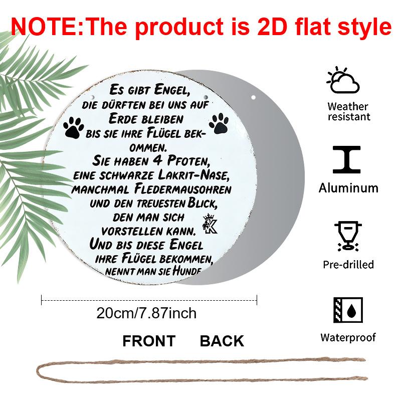 2D Flat Aluminum Vintage Signage Wall Decoration, Various Sizes, German-language Pet Keepsake Plaque Designs. Suitable for Cafes, Living Rooms