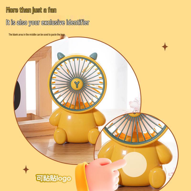 Creative Cartoon Rabbit Mini USB Desk Fan - Portable and Rechargeable for Dorm or Outdoors