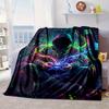 Cyberpunk Neon Gaming Blanket Flannel Blanket for bed, sofa, Camping, Hiking, Picnic Essentials, gift for family Fan gifts