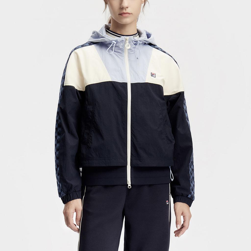 Fila Женская трикотажная куртка для тенниса с капюшоном в стиле колор-блок, куртки, королевский синий A11W413702FNV
