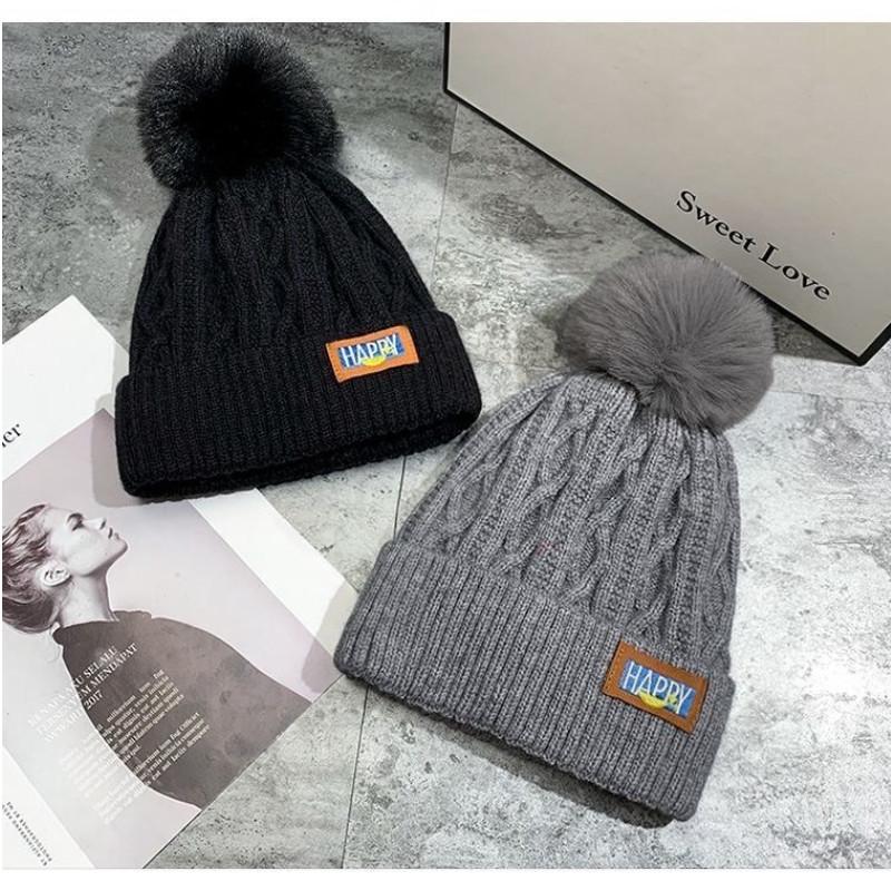 Зимняя корейская женская плюшевая шапка из искусственного меха, модная для студентов с толстой бархатной защитой для ушей и вязаной пряжей