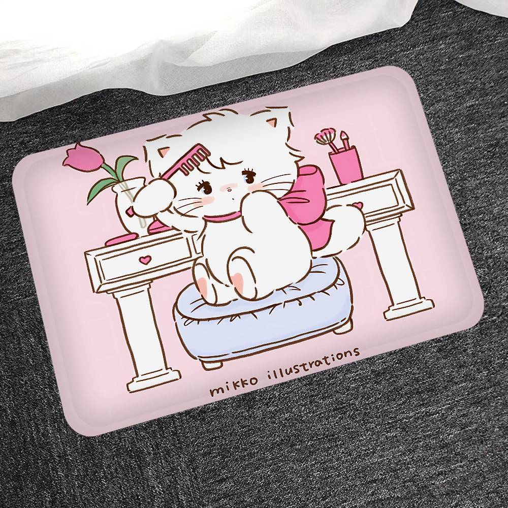 Cute M-Mikko I-Illustrations Bathroom Mat Anti-slip Absorb Water Long Strip Cushion Bedroon Mat Welcome Doormat