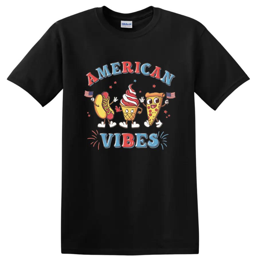 Футболка American Vibes Смешные Персонажи Еды Хот-дог Мороженое Пицца Футболка