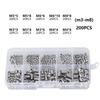 200Pcs Stainless Steel Hex Socket Screw Set M3/M4/M5/M6/M8 Grub Screws With Cone Point & Tapered End Durable Fasteners