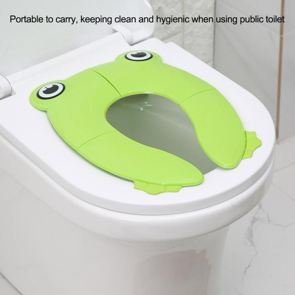 Folding Potty Seat Pad Portable Baby Toddler Toilet Training Seat Non Slip Pad for Travel(Green )