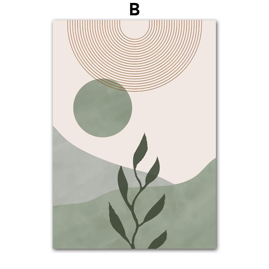 Geometric Abstract Poster Leaf Sun Rainbow Bohemian Wall Art Oil Painting Nordic Living Room Home Decoration Wall Picture Print