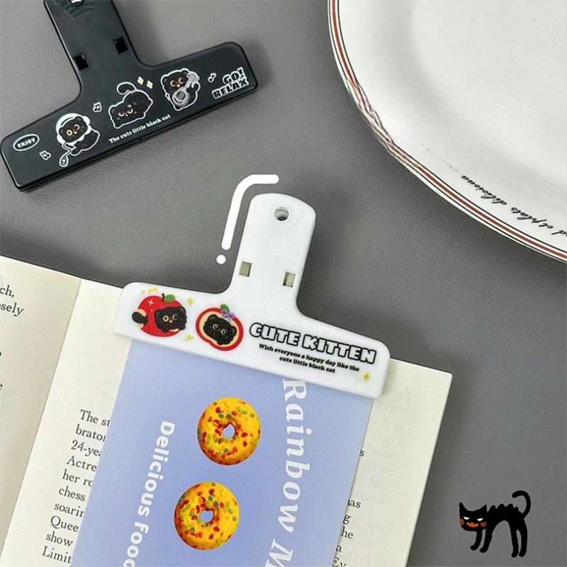 Кавайный Пластиковый Зажим в виде Черного Кота Милые Канцелярские Скрепки для Ежедневника Скрапбукинга Планера Многофункциональный Зажим для Счетов Заметок