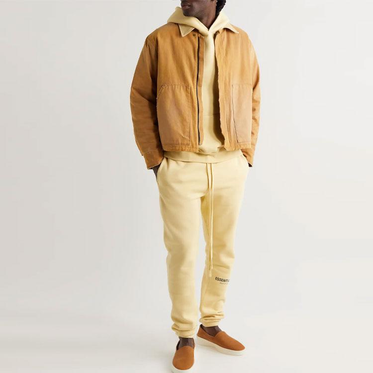 Fear of God Базовые флисовые прямые спортивные штаны из смесовой хлопковой ткани с принтом логотипа, унисекс, цвет кремовый, FOG-SS22-003