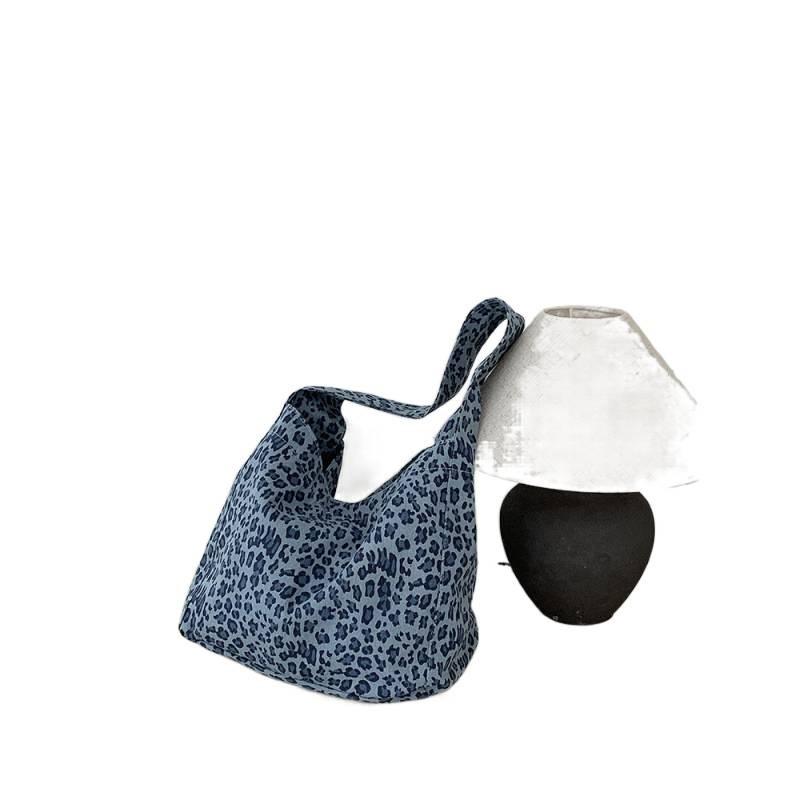 Корейская инс ретро холщовая сумка с леопардовым принтом модная нишевая универсальная сумка на плечо/подмышку большой вместимости для поездок на работу