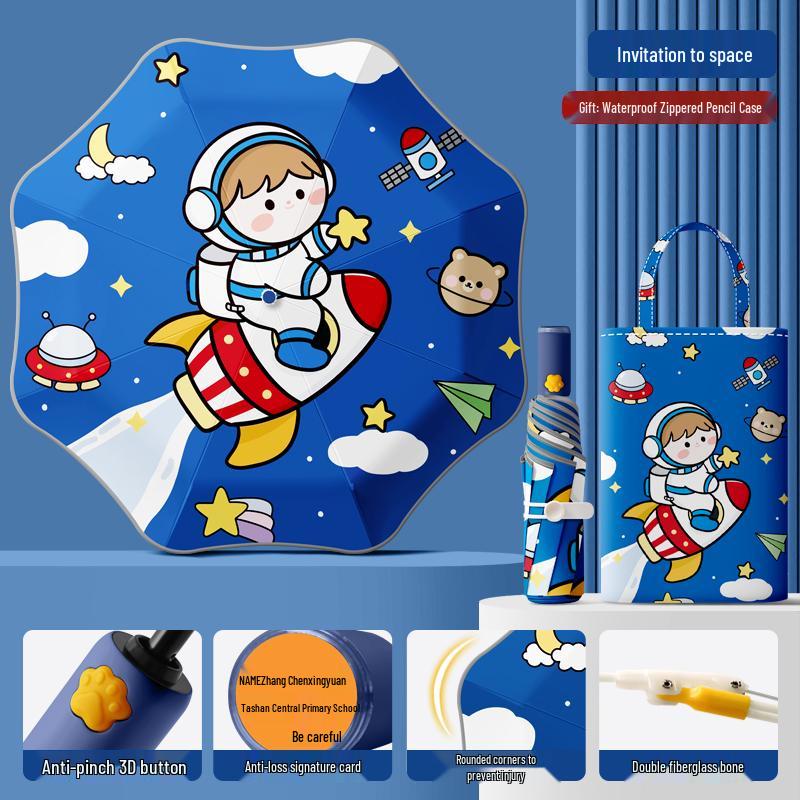 Автоматический складной детский зонт двойного назначения с кольцевой пряжкой – Защита от солнца для школьников и школьниц