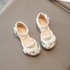 Обувь принцессы для девочек с вышивкой в этническом стиле, детские сандалии с жемчугом и милыми носочками, элегантные детские туфли на плоской подошве