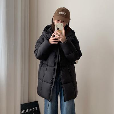Осень-зима, утепленная теплая парка, женская повседневная милая однотонная Свободная куртка с капюшоном и большим карманом, верхняя одежда