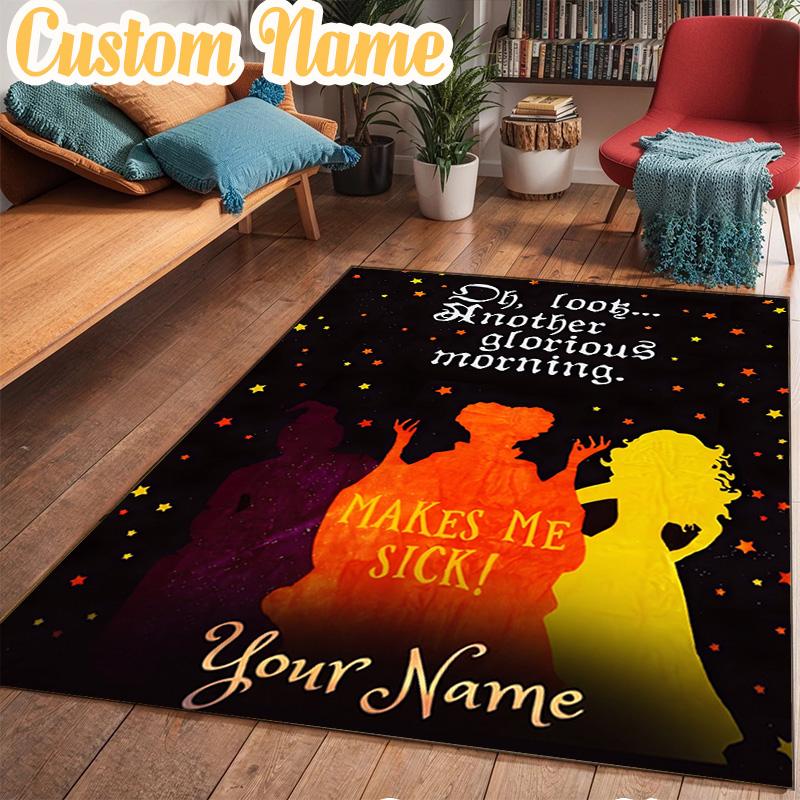 Custom Name Magical Three Witch Rug Office Rug Chair Mat Non Slip Carpet Rugs for Bedrooms Dining Room Living Room Home Decor gifts