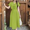 Women Casual V-Neck Summer Short Sleeve Dress