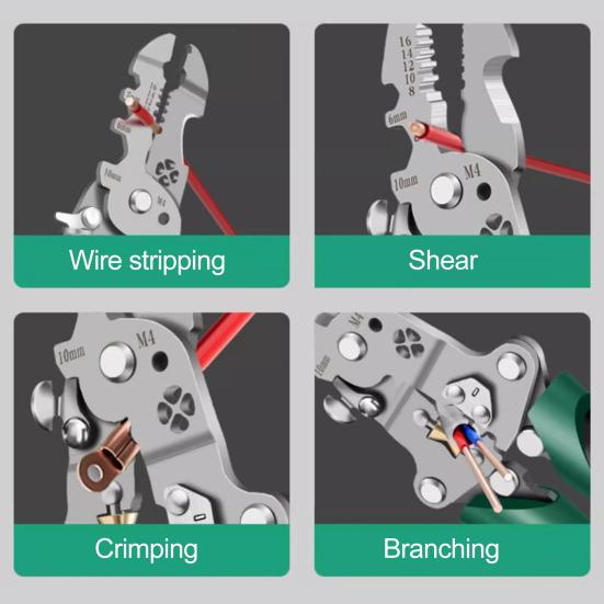 18-in-1 Foldable Wire Stripper Ergonomic Handle Portable Multifunctional Wire