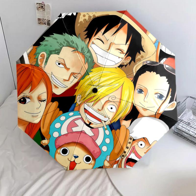 1 шт. Автоматический складной зонт - С рисунком из аниме One Piece, портативный, складная конструкция, 8 спиц, рождественские и новогодние подарки