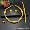 Women 24K Gold AU999 Simple Fashion Necklace Bracelet Earrings Ring 4-Piece Set - Age-friendly, ideal for gifting & personal use