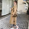Women's Trench Coat Double-Breasted Classic Lapel Overcoat Windproof Long Belted Jacket Fall Outerwear with Pockets