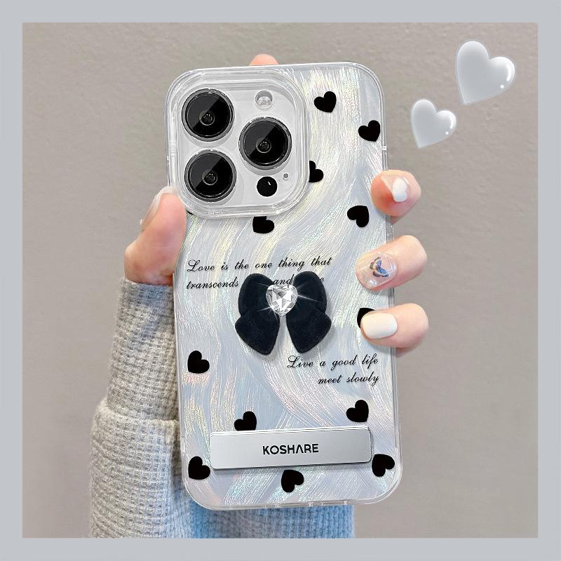 Подходит для Apple 15 Чехол для мобильного телефона Iphone14 Bow Doll Stand 13pro Feather Yarn 12 Прозрачный мягкий край X