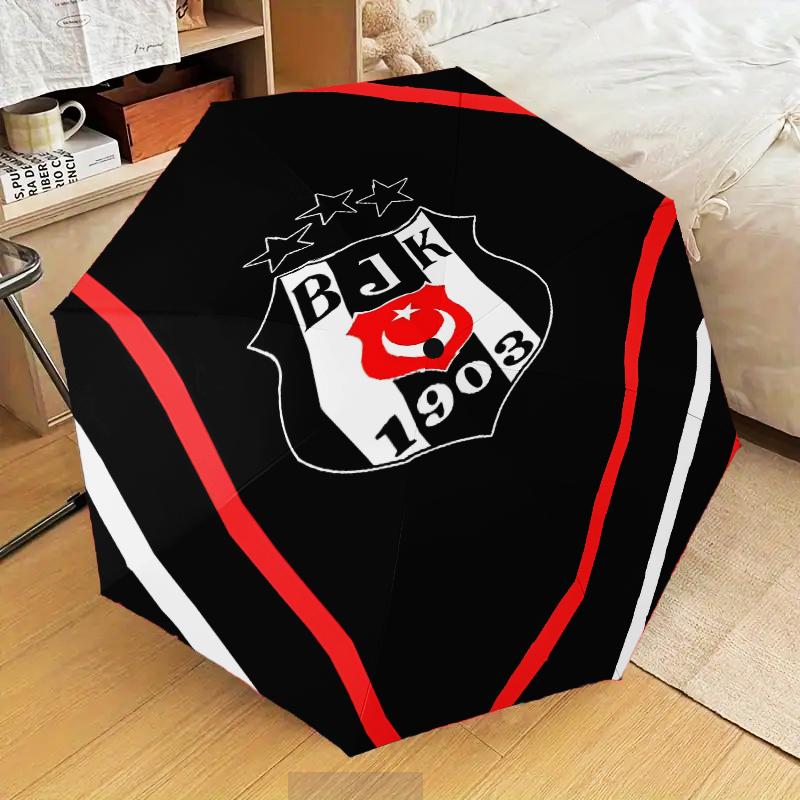 Зонт Besiktas Crest Legacy 1903 Складной зонт, автоматический зонт 8 спиц для путешествий, кемпинга Подарок на Хэллоуин Рождество