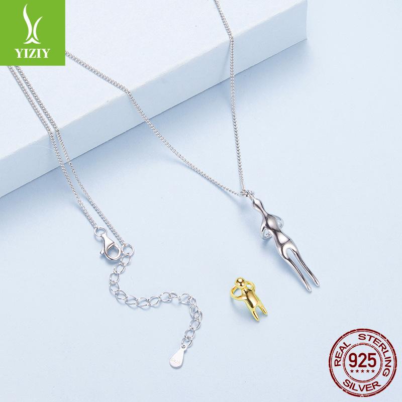 S925 Sterling Silver Mother And Child Hug Necklace Warm And Loving Mother'S Day Necklace Collarbone Chain
