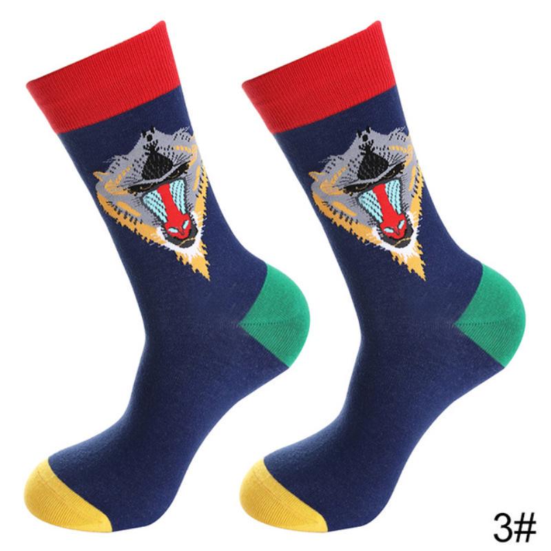 Новые осенне-зимние хлопковые носки для мужчин и женщин, модные трендовые носки, крутые носки с рисунками животных и фруктов