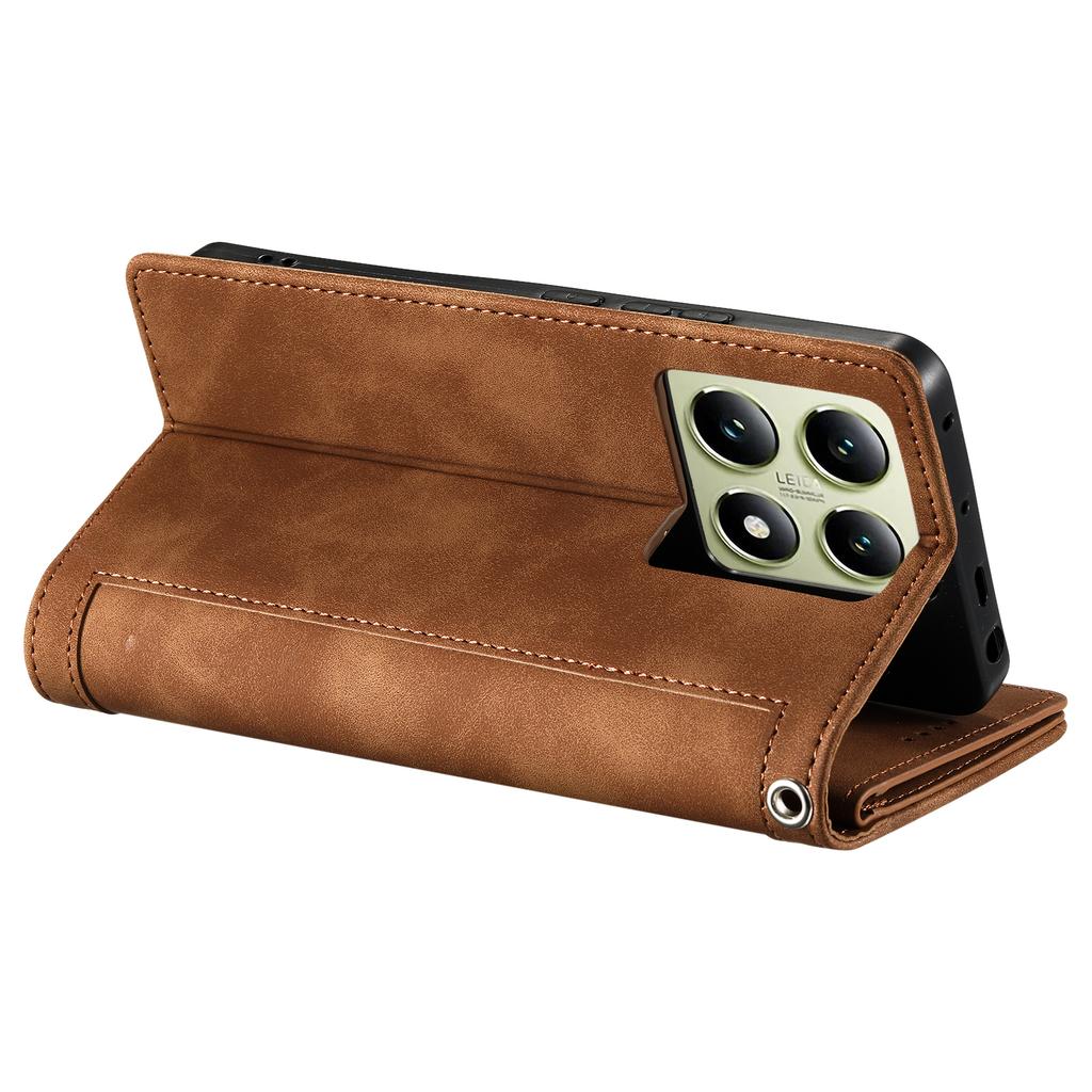 Чехол для телефона Xiaomi 14T с карманом на молнии, 9 слотами для карт, откидной из искусственной кожи