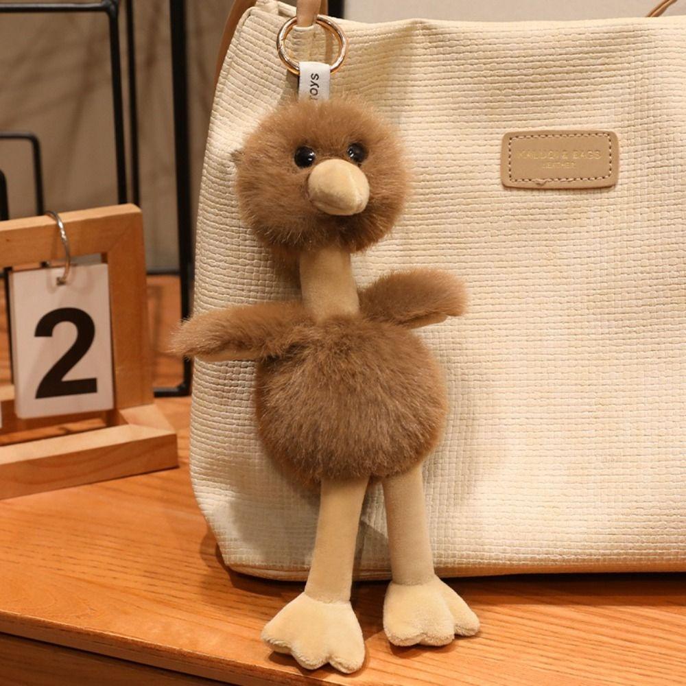 Furry Ostrich Plush Doll Pendant Cute Bird Plush Keychains Ostrich Plush Keychains Pendant Decor