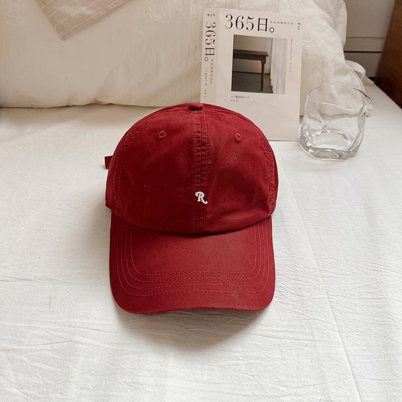 Baseball hat spring and summer new simple letter embroidery cap high sense versatile big head circumference baseball cap