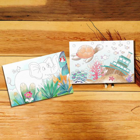 Раскраска акварелью для детей Малыши Карманная живопись без беспорядка Граффити Бумага Искусство Ремесла Набор для рисования с кисточками Краски для путешествий