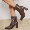 Women High Heel ANKLE BOOTS Modern Square Heel Fashion Shoes Beige 7cm High Heels Woman Modern Boot Big Size 42 Boots for Woman