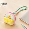 Macaron Color Headphone Case Small Coin Purse, Style Mini Backpack Pendant with Lanyard, Lightweight Durable Fabric Purse Pouch Double Zippered