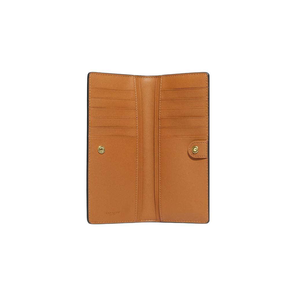 Новый тонкий кошелек COACH из канвы с покрытием и гладкой кожей, держатель для карт, женский кошелек цвета хаки CF331-IME7V