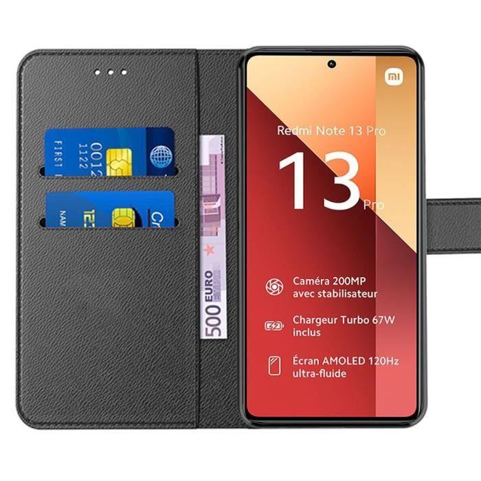 Coque - E.F.CONNECTION - pour Xiaomi Redmi Note 13 Pro 4G - Protection 360° - Cuir PU - Noir