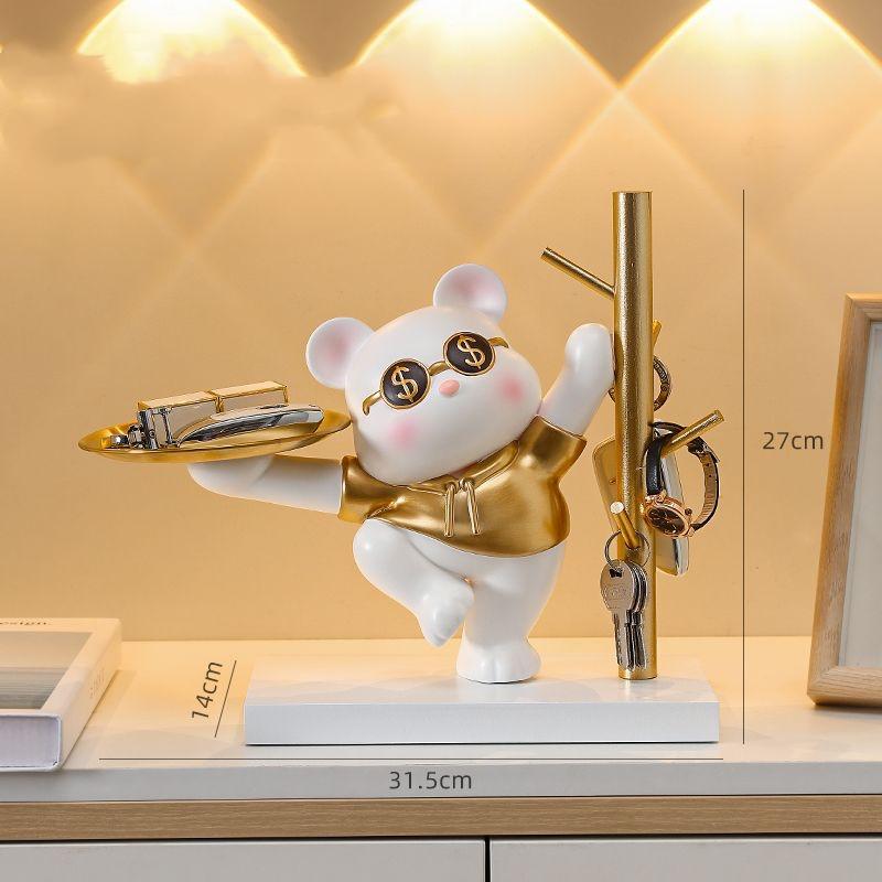 NEW Lucky Cat Statue Room Decor Cosmetic Storage Tray Nordic Home Decor Living Room Table Decoration Snacks Storage Decoration