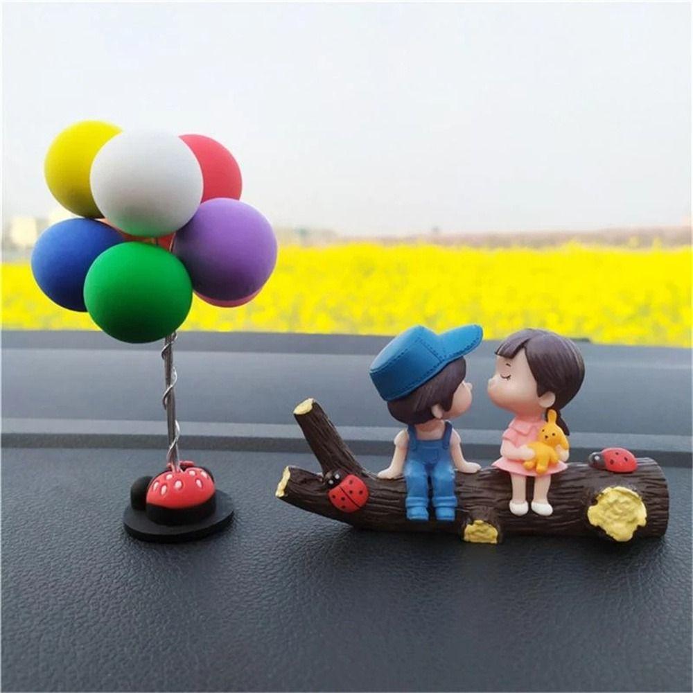Girls Gifts Balloon Ornament Dashboard Figurine Cartoon Couples Model Car Ornament Car Decoration