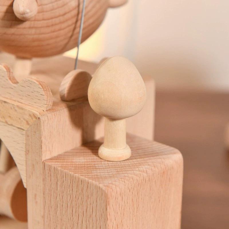 Newest Wooden Electric Flying Pig Music Box Creative Gift Ornament Flying Pig Wooden Music Box Crafts