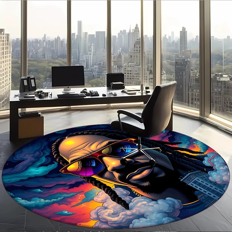 Snoop Dog (1) Round Office Rug Decorative Floor Rug for Office Bedroom Living Room and Home Space