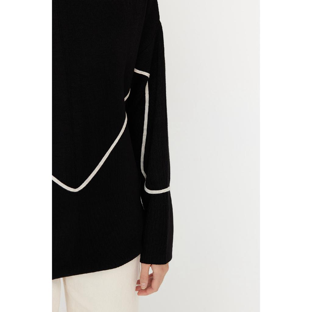 Свитер из трикотажа с полосками цвета экрю и окантовкой Tctaw22ak0002